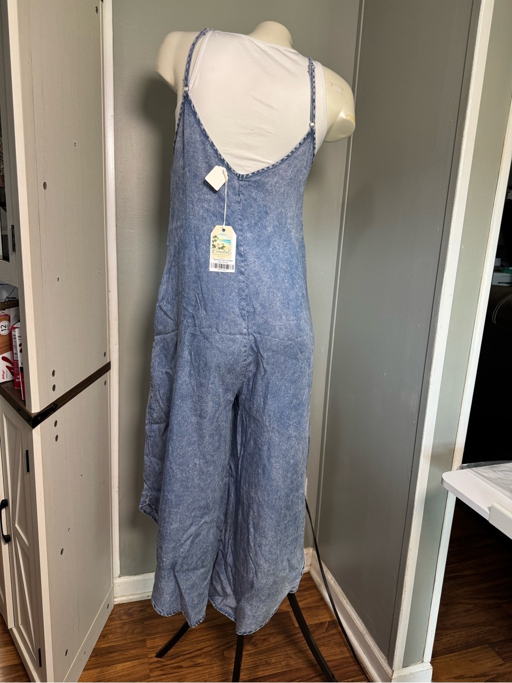 NWOT Zenana Lyocell Acid Washed Jumpsuit - Picture 3 of 9